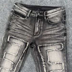 Rockstar Original Jeans Size 32x35 Distressed Black Wash RSM205 Flare Denim Mens